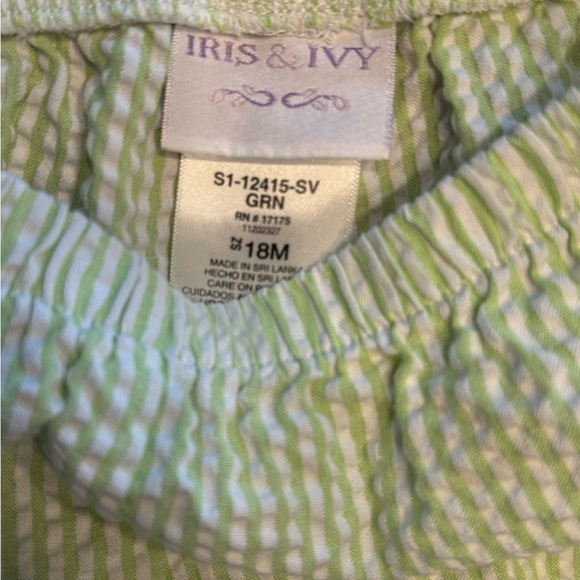 Iris & Ivy Seersucker Check Shorts Set with Floral Smocking and Trim - Picture 6 of 7